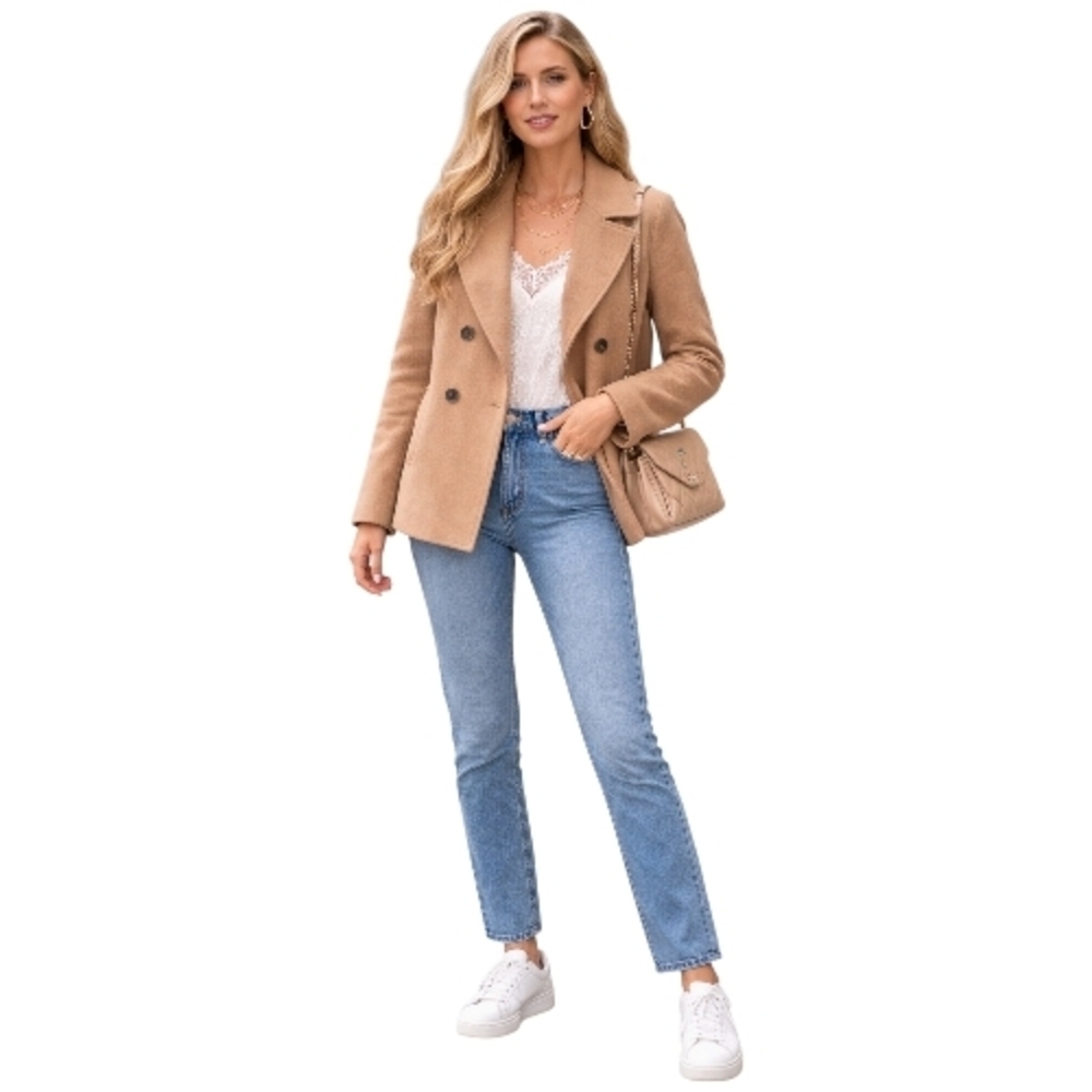 Old Navy Women's Camel Pea Coat - Picture 2 of 8